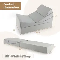 4-in-1 Convertible Folding Sofa Bed Floor Futon Sleeper Couch Chair Single Grey