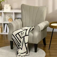 Fabric Accent Chair, Armchair With Wood Legs
