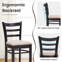 Set Of 4 Bar Stools 31" Kitchen Dining Chairs With Ergonomic Backrest & Footrest