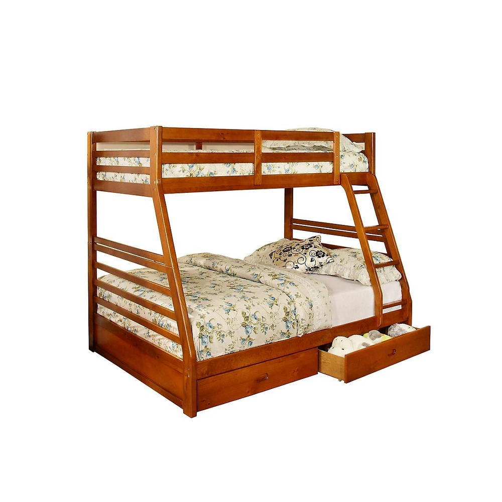 Espresso Twin Over Double Wood Bunk Bed W Drawers