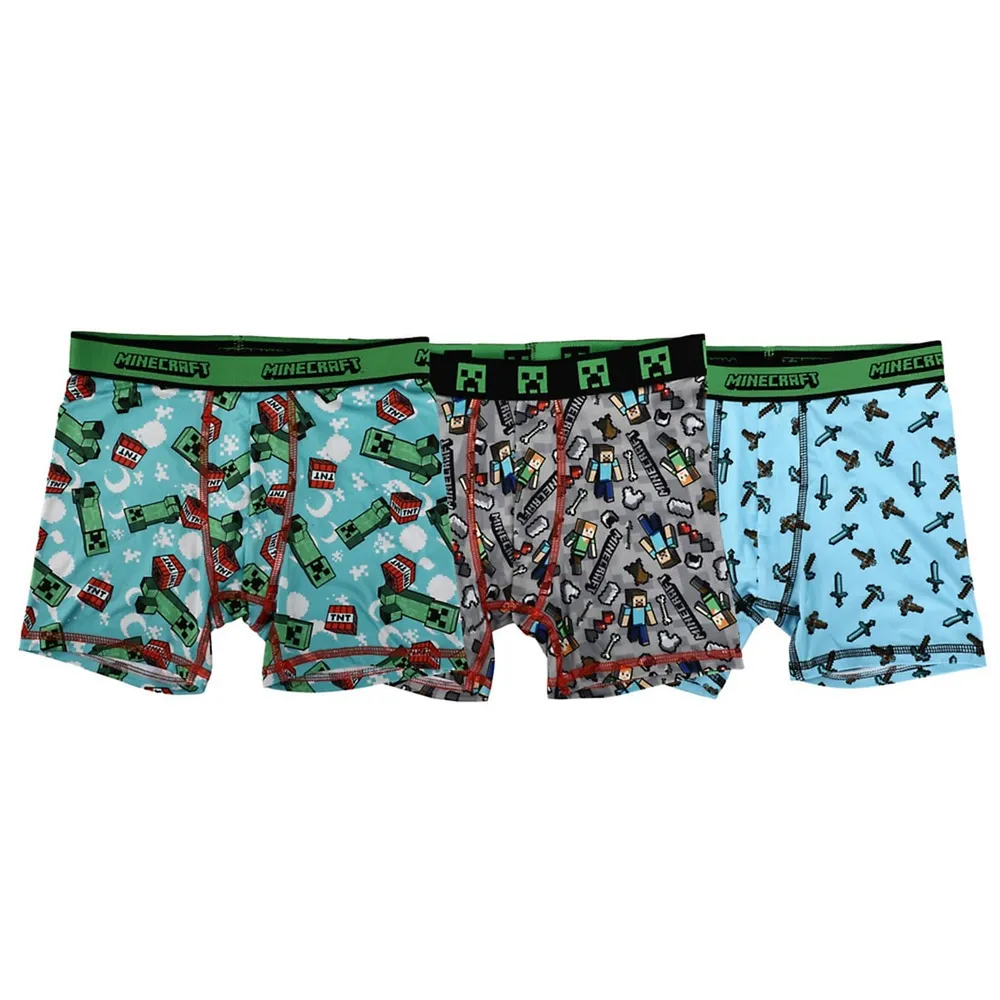Bioworld Minecraft Characters Weapons Tools 3 Pack Boys Boxers Set