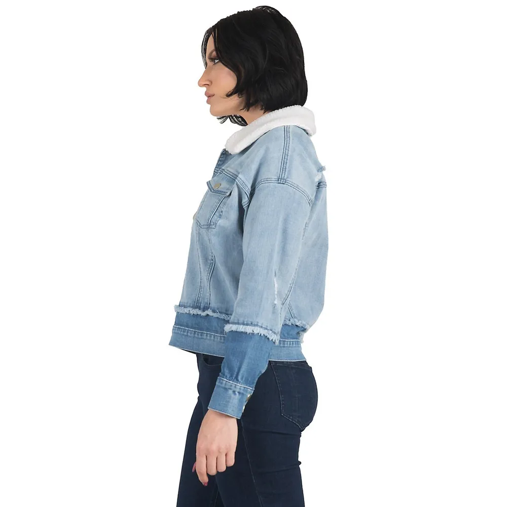 denim jacket with sherpa collar womens