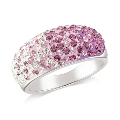 Sterling Silver Dome Top Amethyst And White Ring