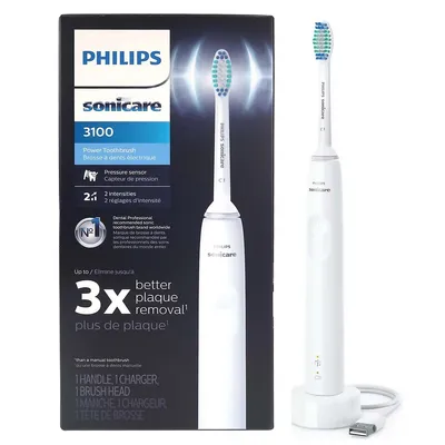 Sonicare 3100 Rechargeable Electric Toothbrush, White Hx3681/03