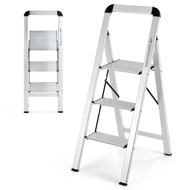 Costway HD EN131 Aluminum Platform Drywall Step Up Folding Work Bench Stool  Ladder