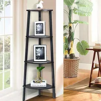 Costway 4 Tier Folding Metal Shelf Plant Stand Storage Open Shelf Corner Display Rack