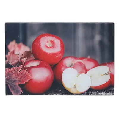 Printed Glass Cutting Board (fresh Apples) - Set Of 2