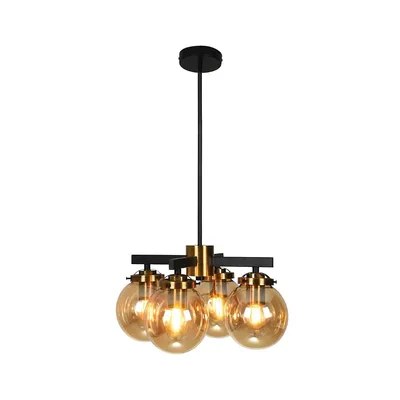 4-light Pendant, 14.5'' Width, From The Henderson Collection, Black And Gold