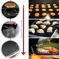 BBQ Grill Mat Set of 5 Non Stick Barbecue Mats for Charcoal, Gas or Electric Grill 15.75 x 13"