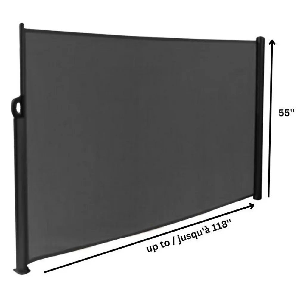 Outdoor Retractable Side Awning, 55" X 118", Aluminum Frame