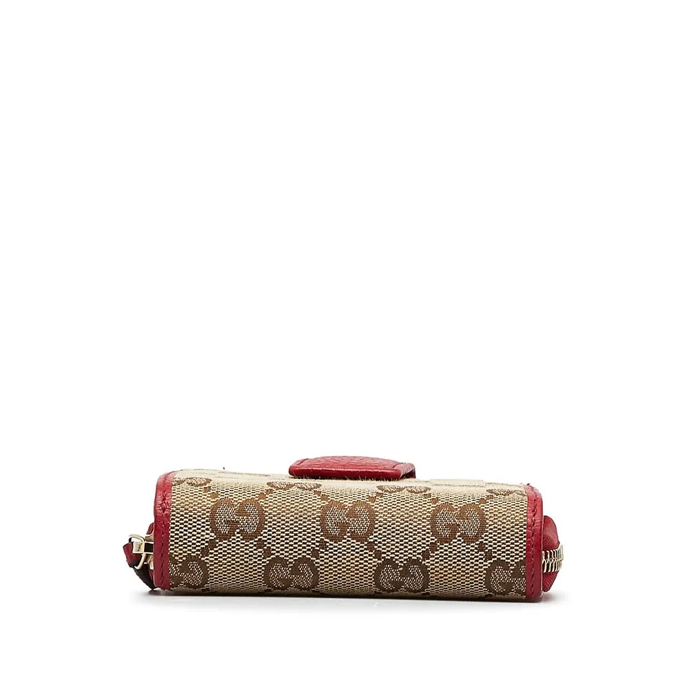 Red GG Canvas Compact Wallet