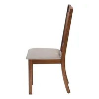Dining Chair, Set Of 2, Side, Upholstered, Kitchen, Dining Room, Brown Fabric, Walnut Wood Frame, Transitional