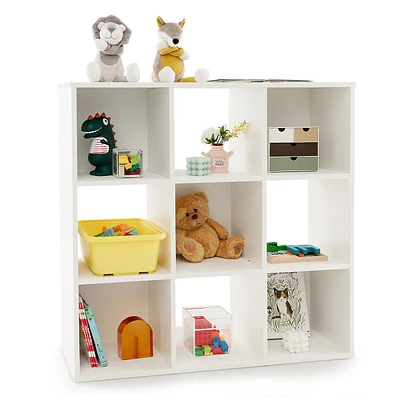 9-cube Kids Toy Storage Organizer Wooden Children's Bookcase Display Bookshelf