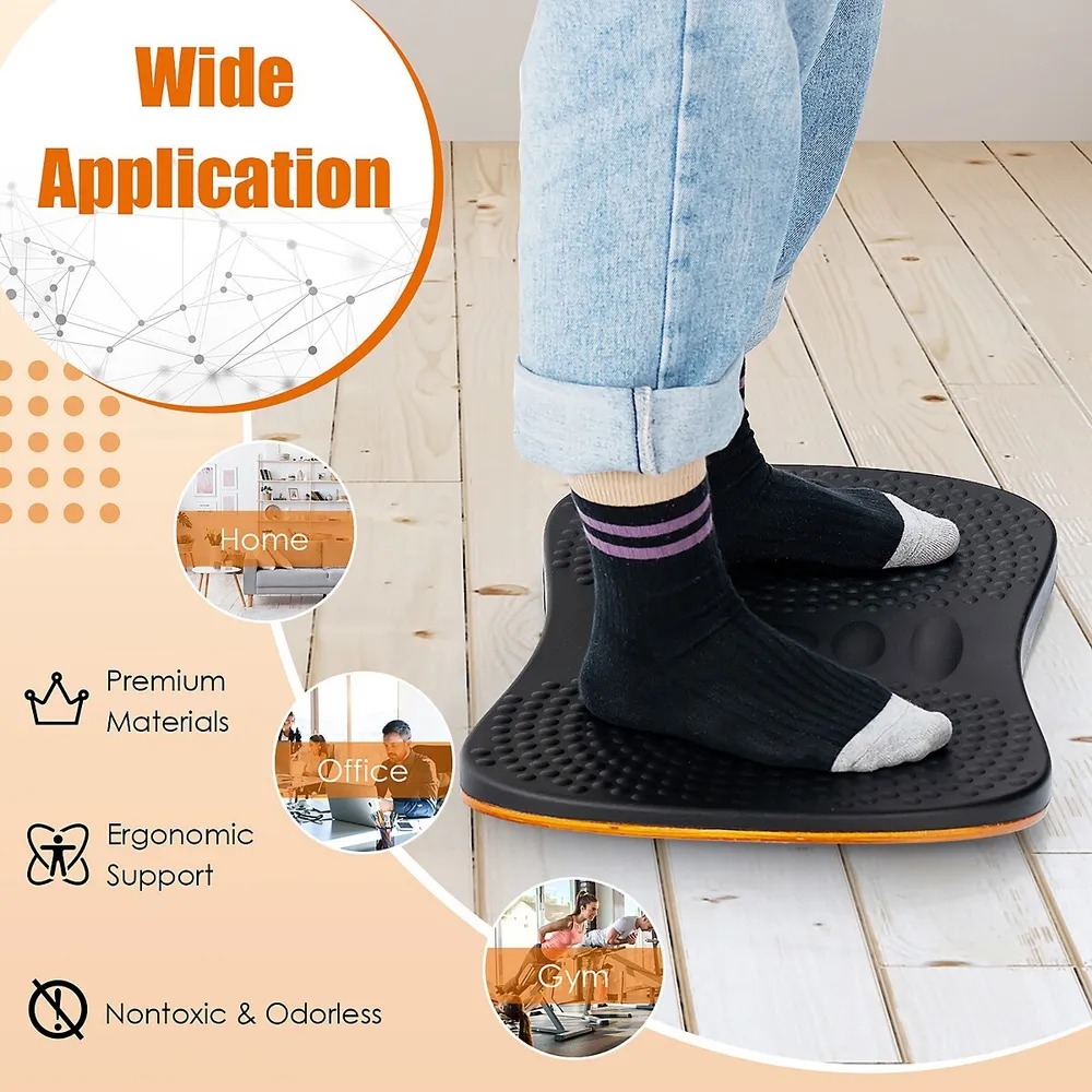 Costway Anti-Fatigue Standing Desk Mat with Massage Roller Ball and Points-Black