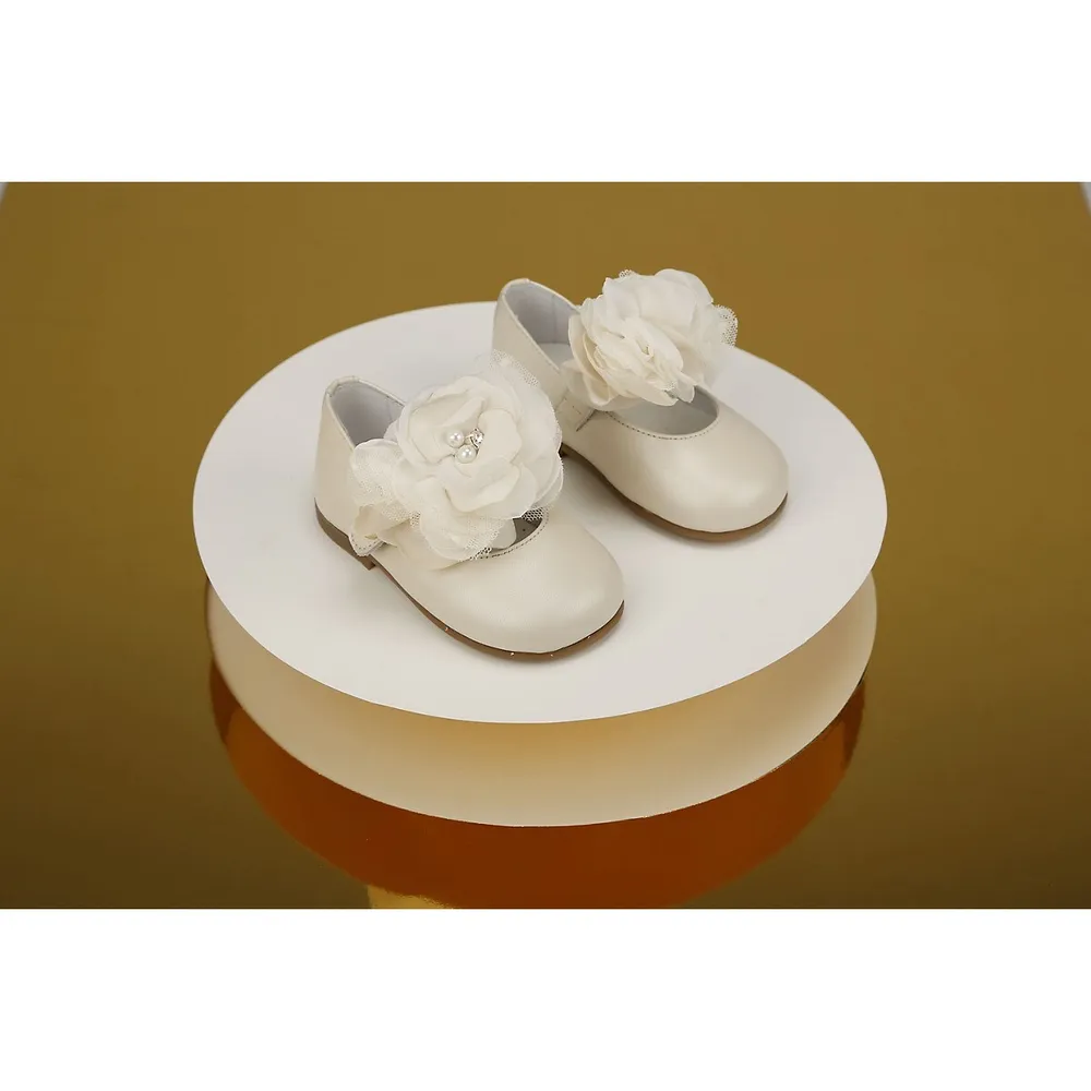 Gold Baby Shoes With Flower Strap