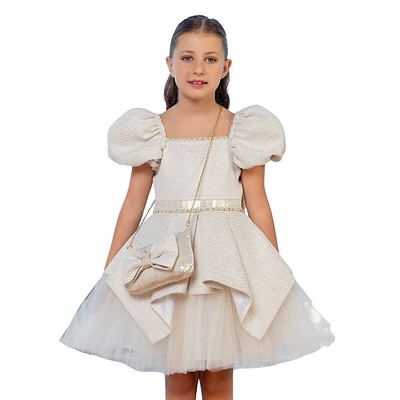 Winter Bal Girls Formal Dress - Jacquard With Pearls And Rhinestones