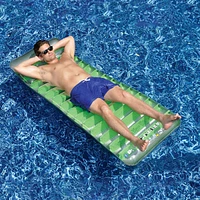 76" Green And Gray Inflatable Sun Tanning Swimming Pool Mattress Raft
