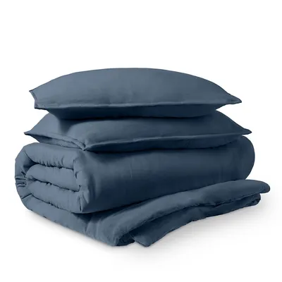 Washed Duvet Cover And Sham Set - Premium 1800 Ultra-soft Brushed Microfiber Hypoallergenic, Stain Resistant