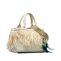 Pre-loved Feather-trimmed Canapa Satchel