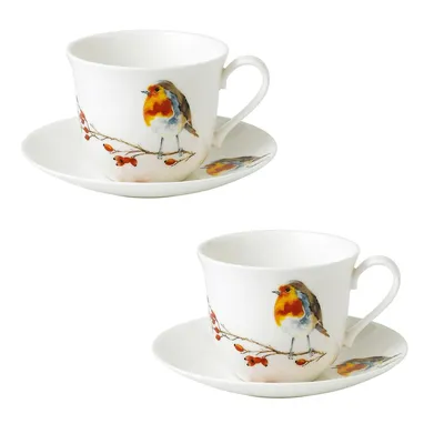 Robin Breakfast Cup & Saucer Set Of 2