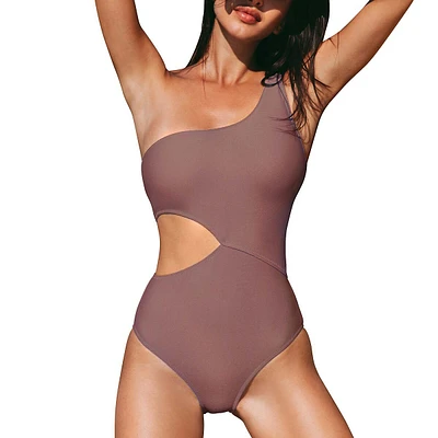 Women's One Shoulder Cut Out One-piece Swimsuit