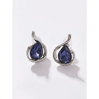 Silver-plated Blue Stone-studded Jewellery Set