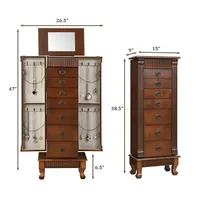 Jewelry Cabinet Armoire Box Storage Chest Stand Organizer Necklace Wood