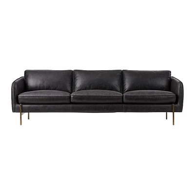 Gabriele Leather Sofa With Brass Finished Legs