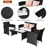8pcs Patio Rattan Furniture Conversation Set Cushioned Sofa Table Garden