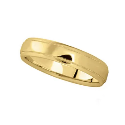 Carved Wedding Band 14k Yellow Gold (4mm)