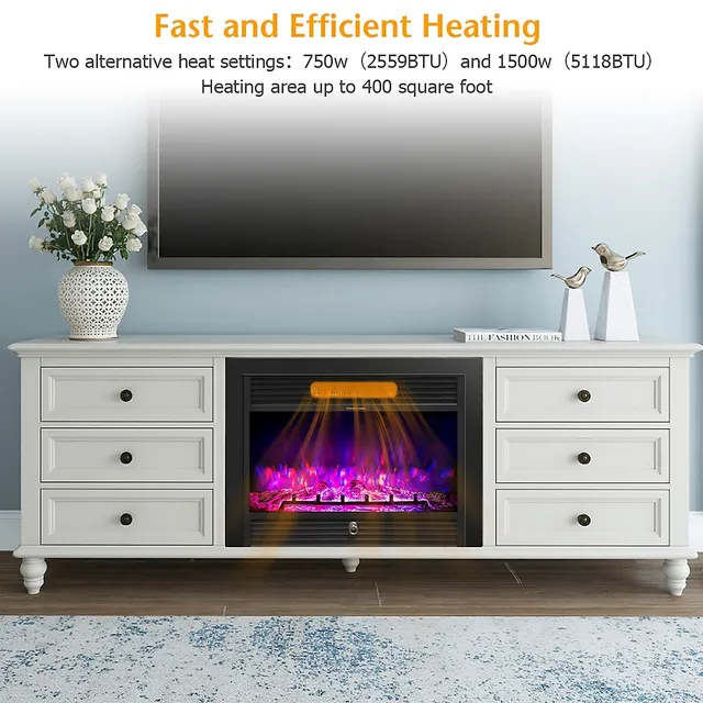 Costway 28.5 Fireplace Electric Embedded Insert Heater Glass Log Flame  Remote | Willowbrook Shopping Centre