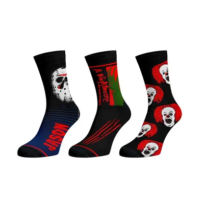 A Nightmare On Elm Street, Friday The 13th, It 3 Pack Crew Socks