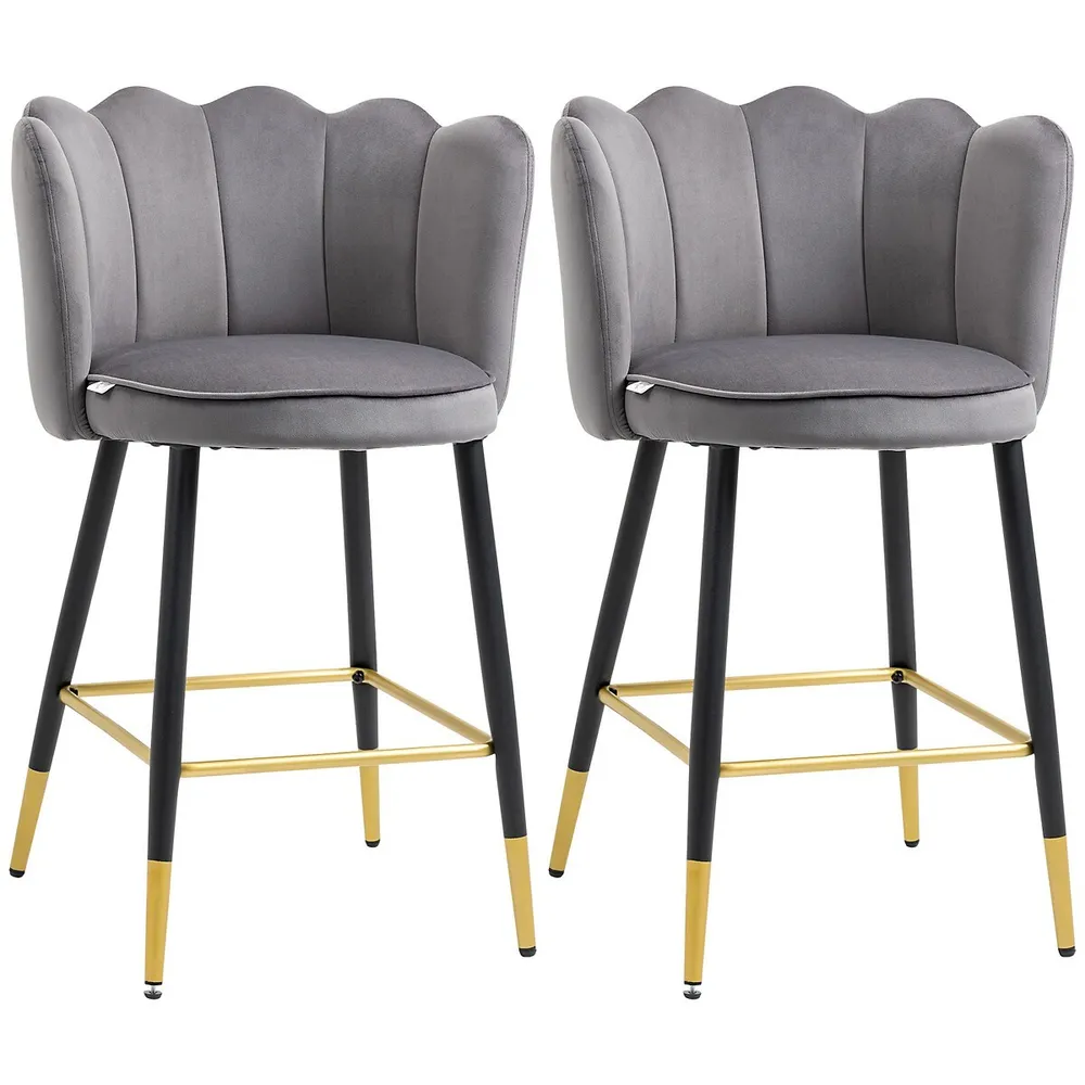 Modern Counter Height Bar Stools Set Of 2 With Back
