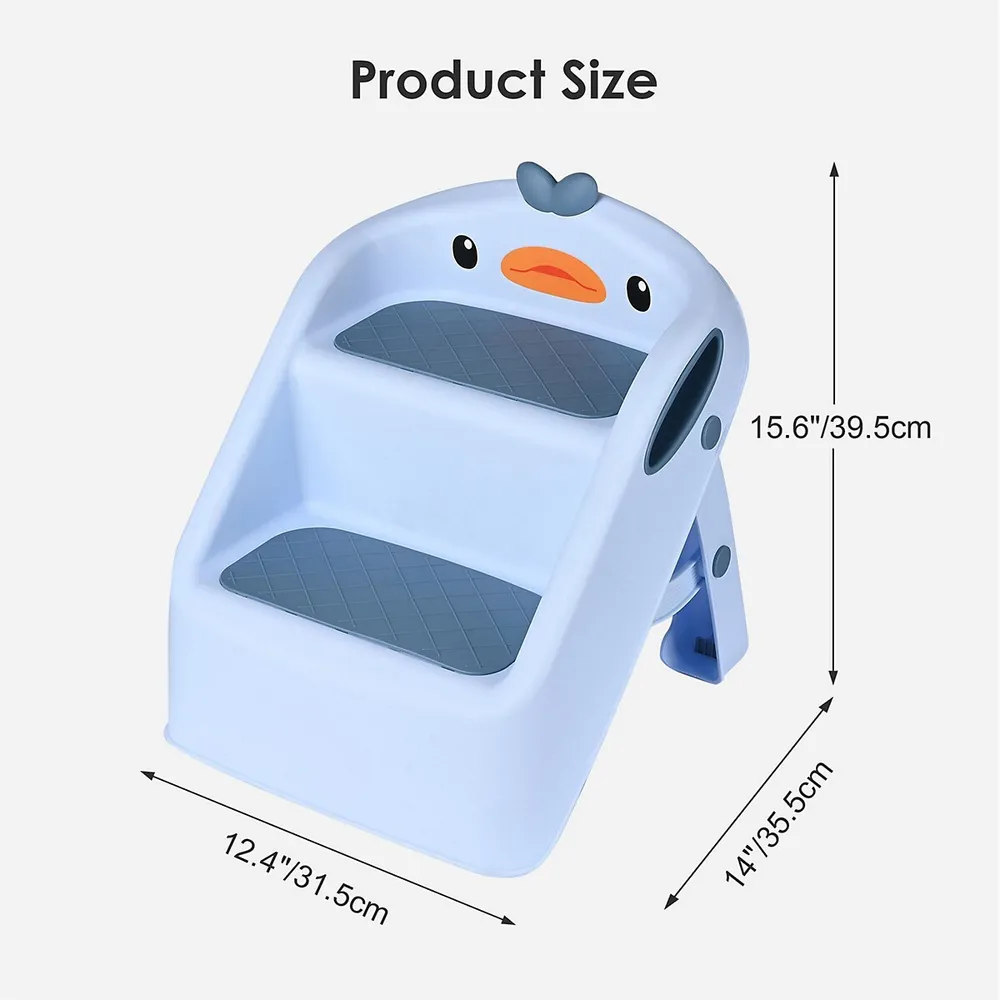 Folding Toddler Step Stool With Grip Handle For Bathroom Sink And Potty Training