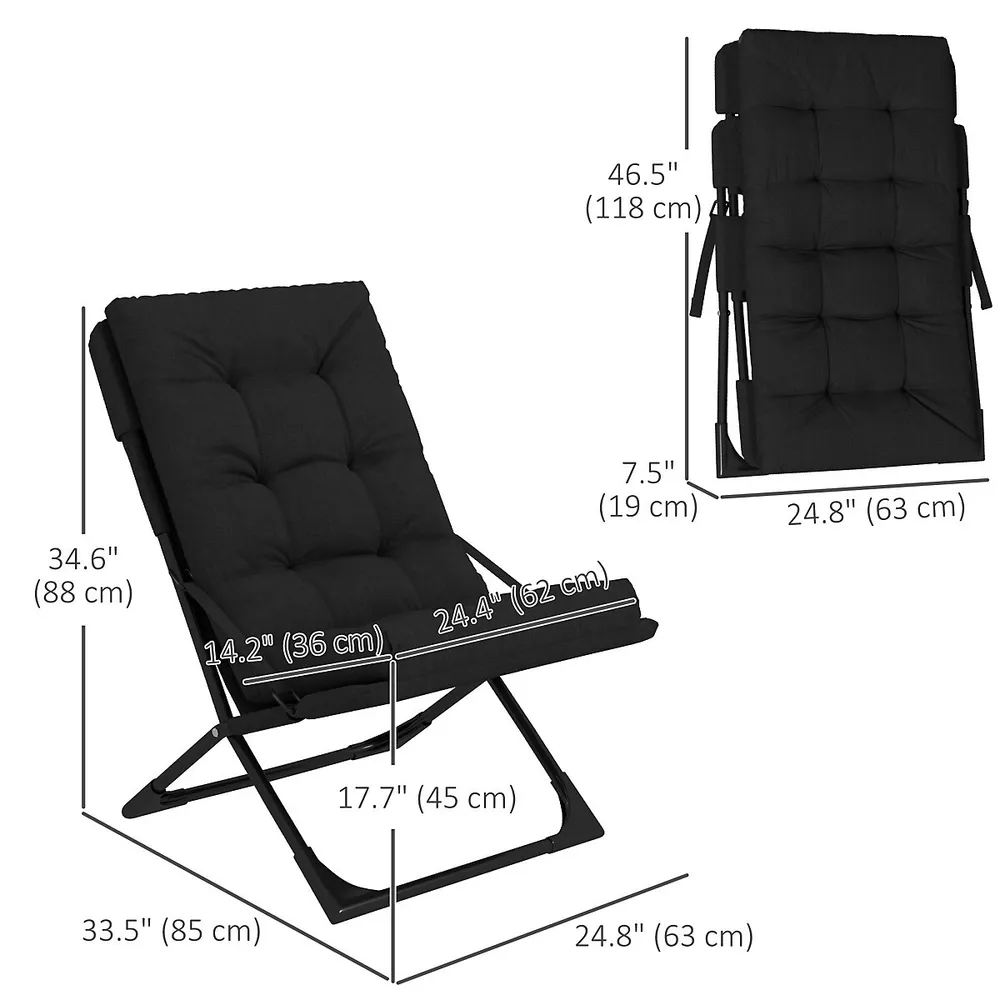 Folding Chair With Detachable Thick Padded Cushion