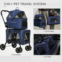 3-in-1 Double Pet Stroller Travel Carrier Bag Car Seat