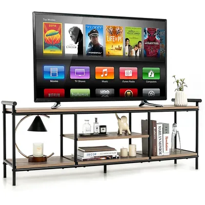 Industrial Tv Stand For Tv's Up To 60" Media Center Console Table W/ Open Shelf