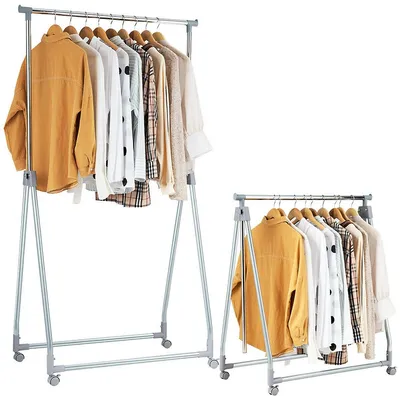 Extendable Clothing Garment Rack Heavy Duty Foldable Clothes Rack W/hanging Rod