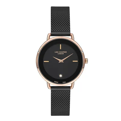 Ladies Lc07400.450 2 Hand Rose Gold Watch With A Black Mesh Band And A Black Dial