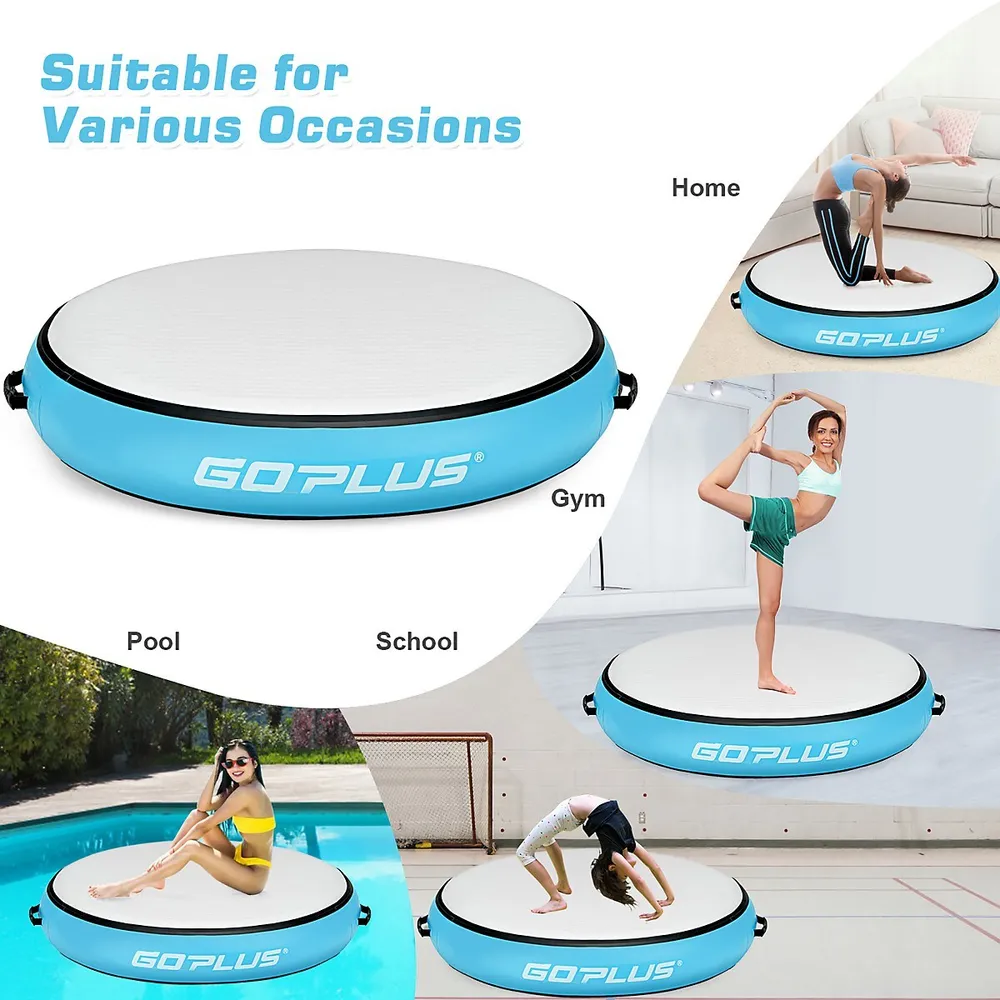 Goplus 40'' Inflatable Round Gymnastic Mat Tumbling Floor W/electric Pump