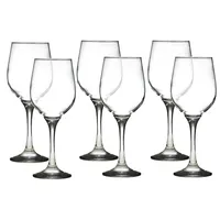Set Of 6 Stemmed Wine Glasses, 400ml Capacity, Dishwasher Safe