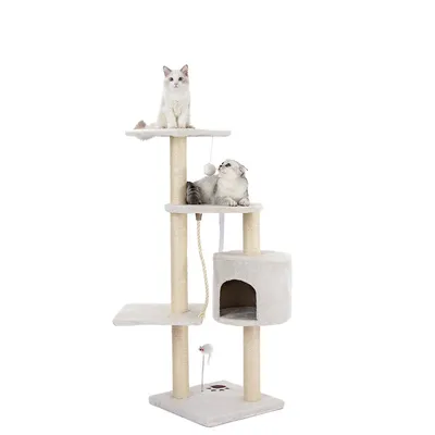 44 Inch Scratching Cat Tree Multi Level Activity Center Kitty Condo Furniture
