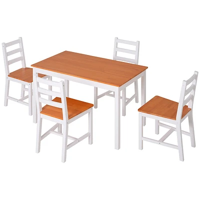 5 Pieces Dining Table Set With High Back Chairs