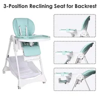 Foldable Adjustable Height Easy Clean Baby High Chair With Wheels And Large Basket