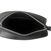 Balti Embossed Black Leather Camera Crossbody Bag