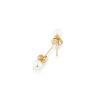 Stud Earrings With 4mm Round Cultured Freshwater Pearl In 10kt Yellow Gold