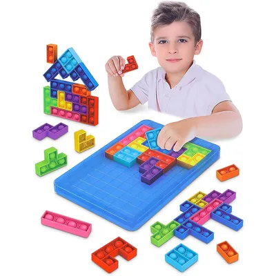 Silicone Building Block Puzzle Game Fidget Toys For Kids Anti-stress Brain Games - Pop Gifts