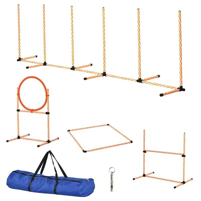 4pc Portable Pet Agility Training Set Hurdle For Dog Obstacle Exercise