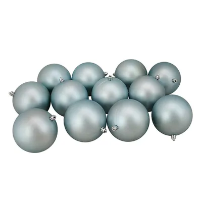 12ct Mermaid Blue Shatterproof Matte Christmas Ball Ornaments 4" (100mm)