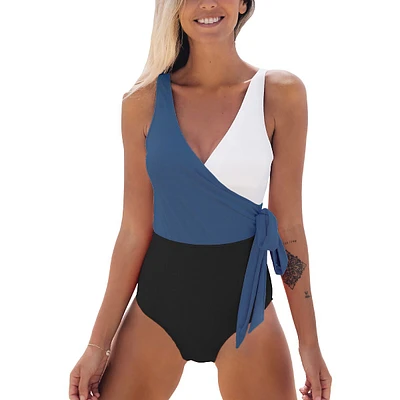 Women's Colorblock Bowknot One Piece Swimsuit